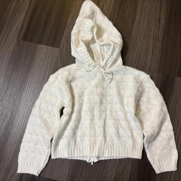 Vintage Child Wise Baby Back Zip Knitted Hooded Sweater White Size 24M - Picture 2 of 8